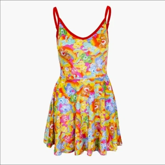 🎀✨🎀 Iron Fist & CARE-BEARS collab Flirty Velvet fit & flare Twirl Dress NWT - Picture 2 of 12